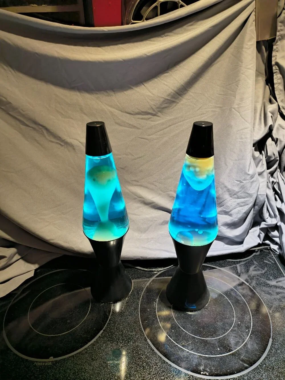 set of 2 blue/white/black vintage 1990s Lava Lite 
